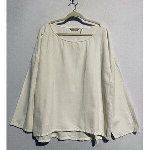 Soft Surroundings Top Womens Large Ivory Gauzy Pullover Hi Low Hem Beachy Boho
